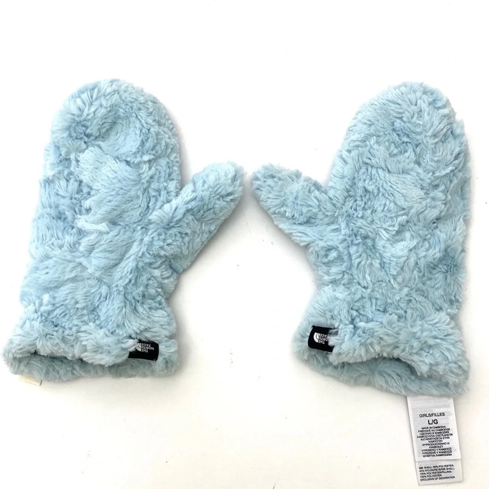 North Face Girls Grey/Mint Mossbud Swirl Fleece Mittens
